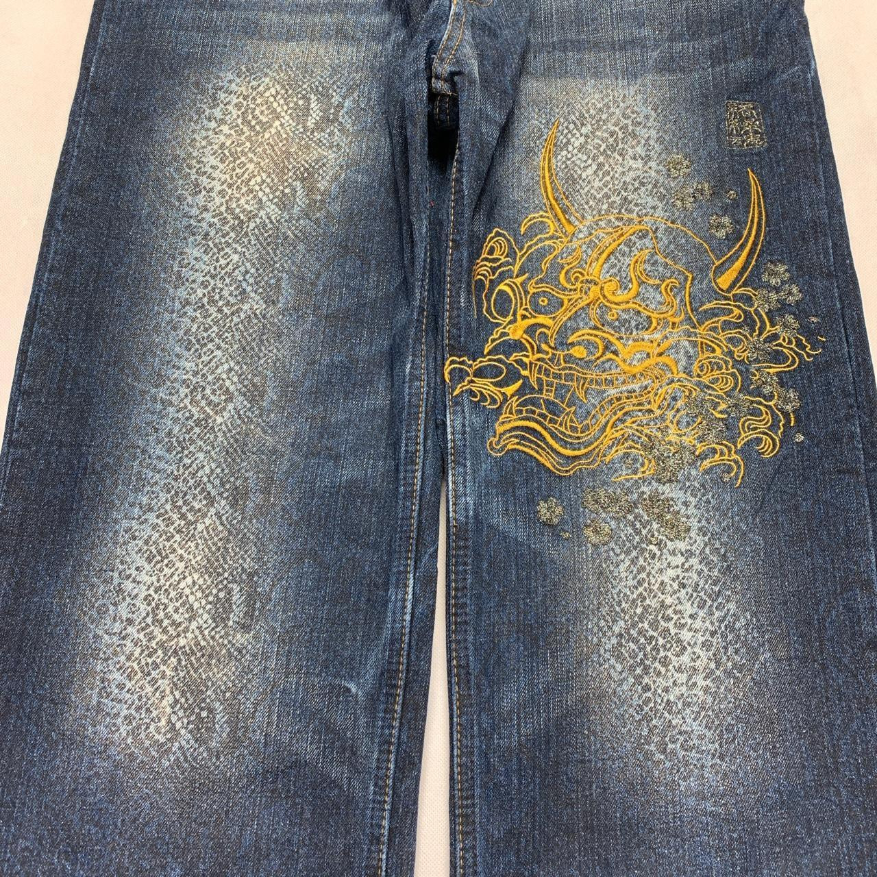 Karakuri Tamashi Embroidered Multipocket Japanese Jeans