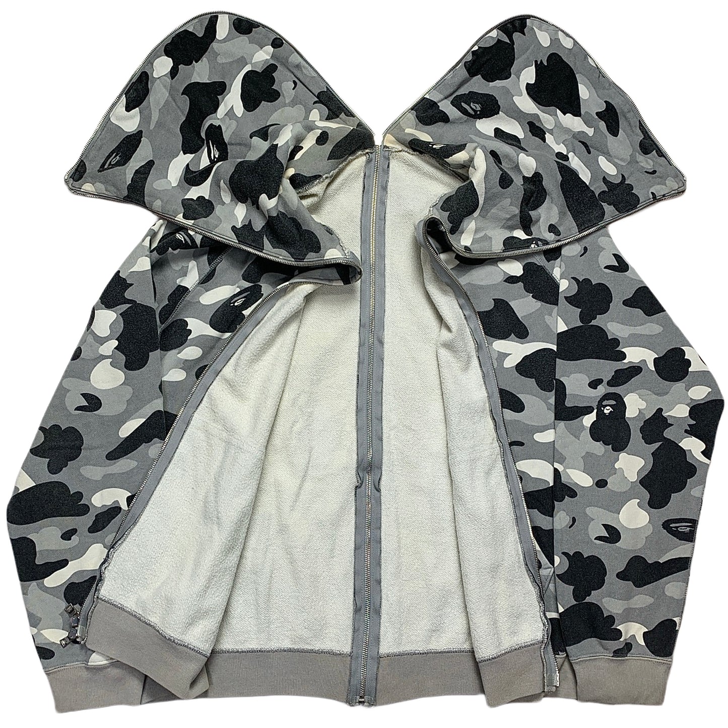 Bape White Camo Full Zip Split Hoodie