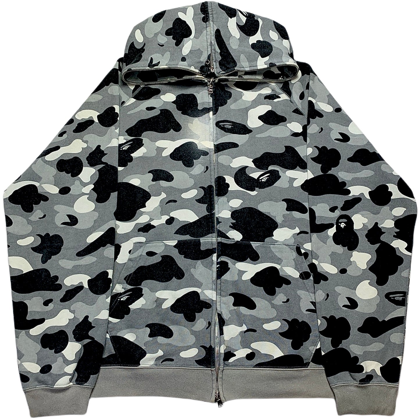 Bape White Camo Full Zip Split Hoodie