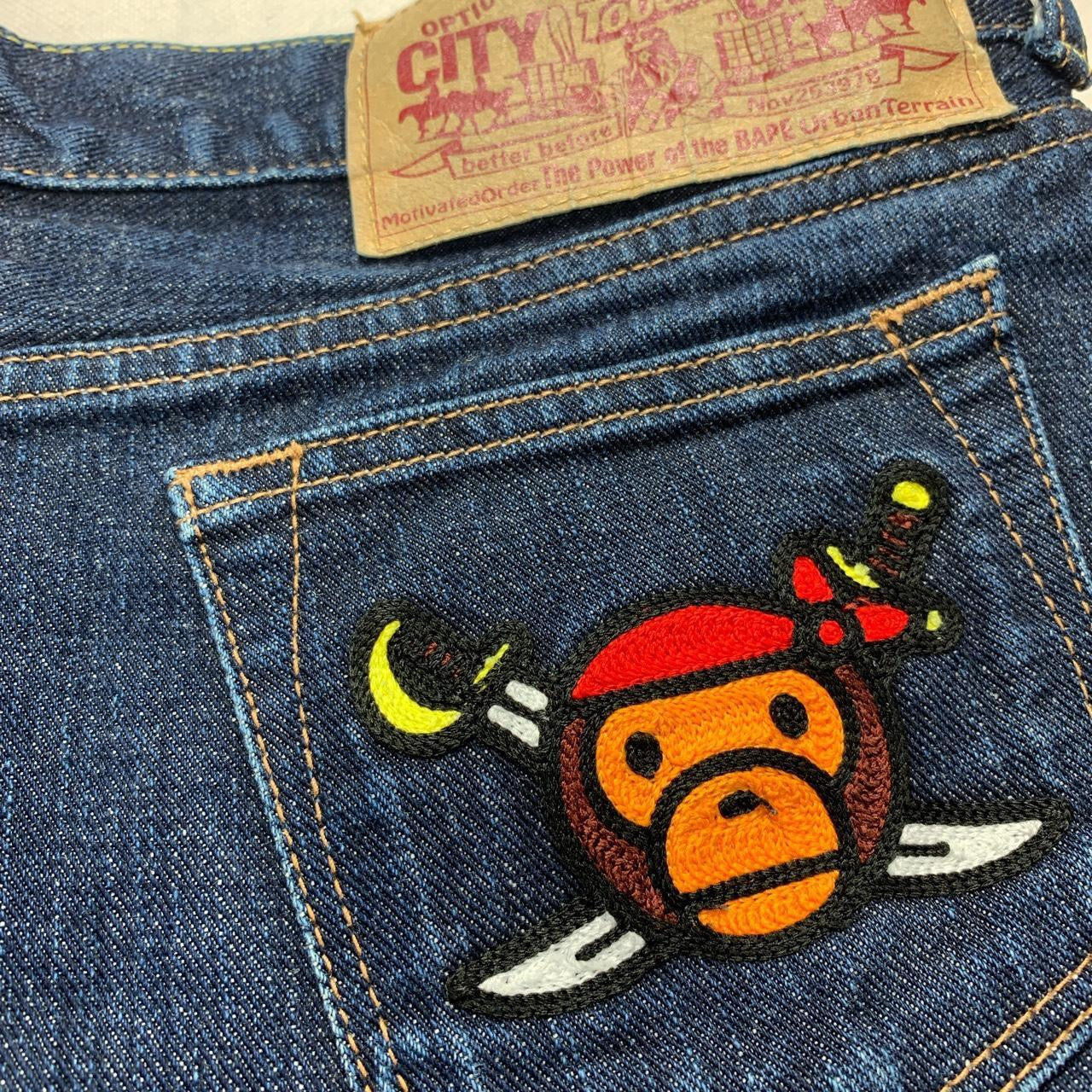 Bape Pirate Store Embroidered Denim Skirt