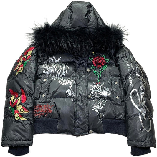 Ed Hardy Puffer Jacket w/ Fur Hood