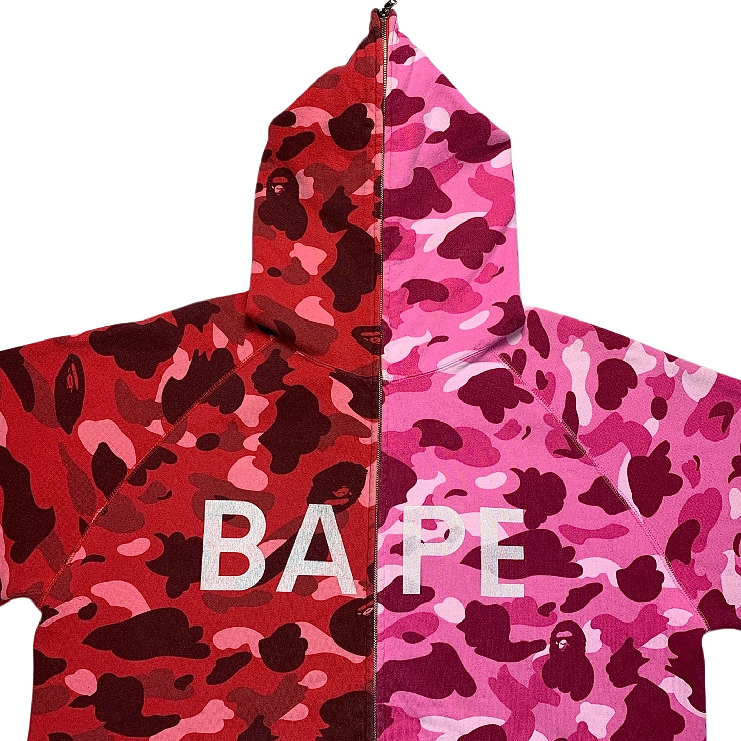 Bape Split Camo Spell Out Full Zip Hoodie 2006