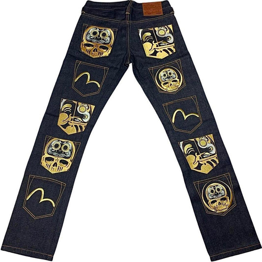 Evisu Embroidered Golden Multi Pocket Japanese Selvedge Denim Jeans