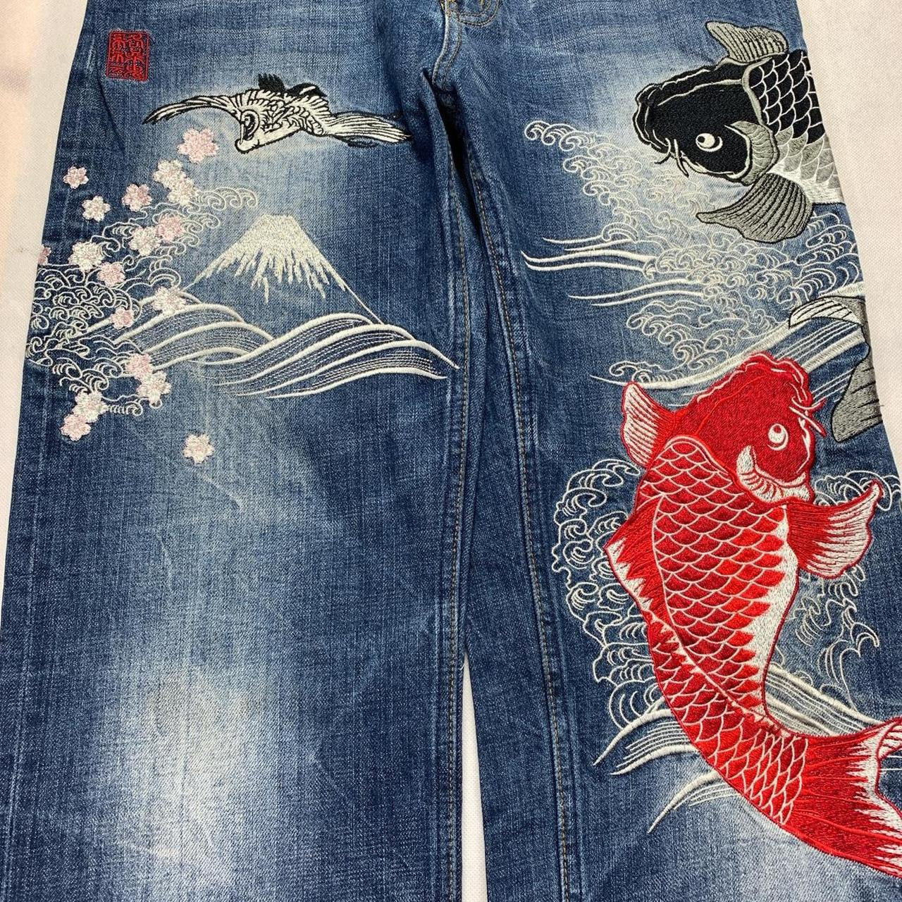 Karakuri Tamashi Japanese Embroidered Denim Jeans