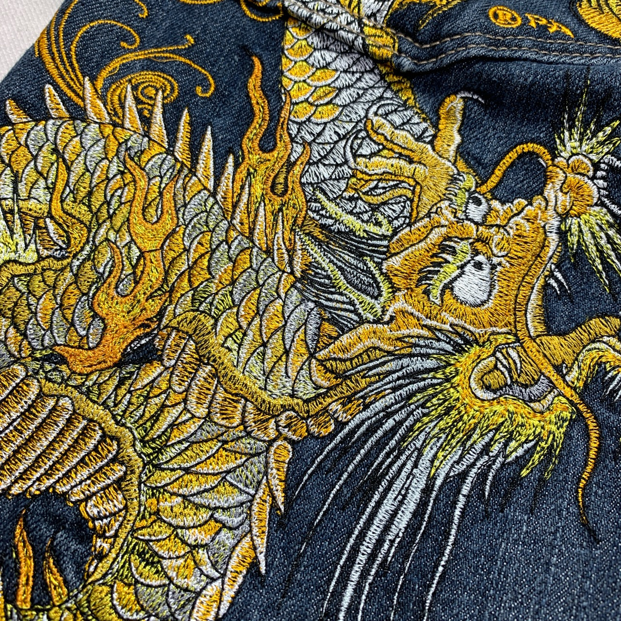 Sugoi Embroidered Koi Fish & Dragon Japanese Denim Jeans