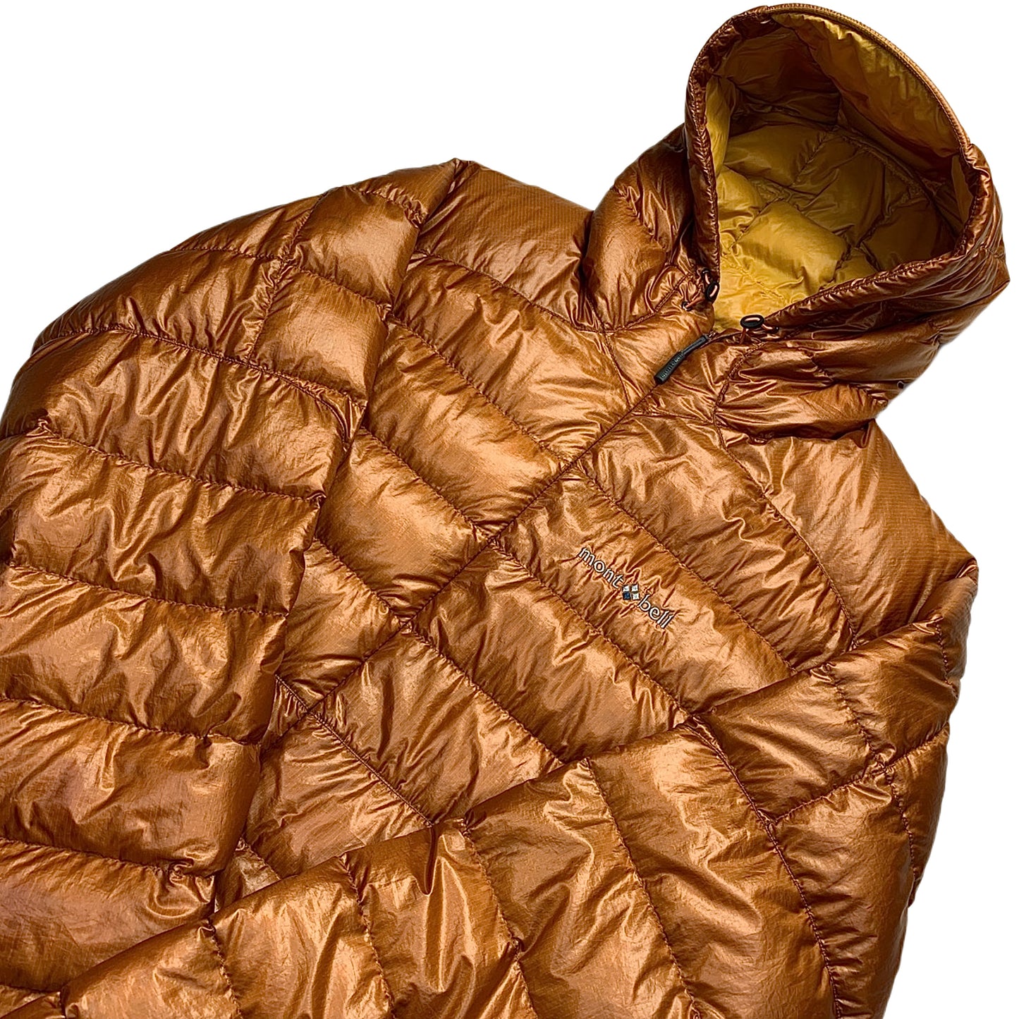 Montbell Hooded Puffer Jacket in Bronze/Yellow