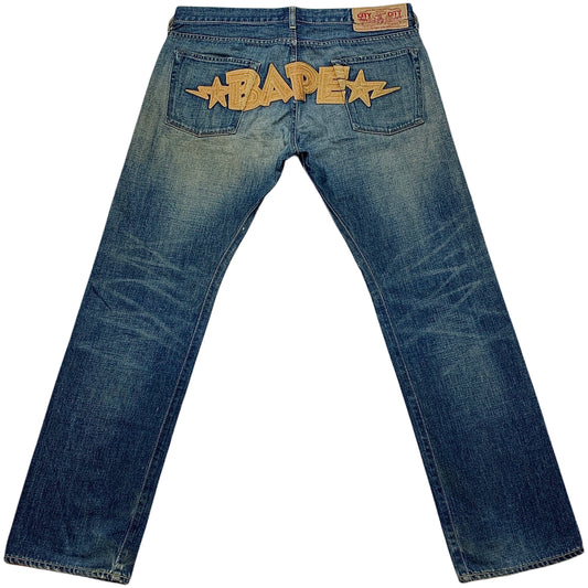 Bape Bapesta Embroidered Spell Out Jeans