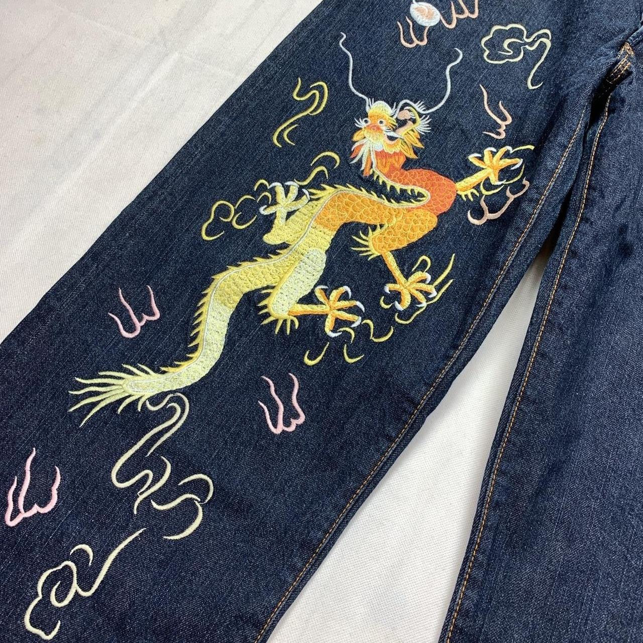 Evisu Embroidered Dragon Gulls Japanese Selvedge Denim Jeans