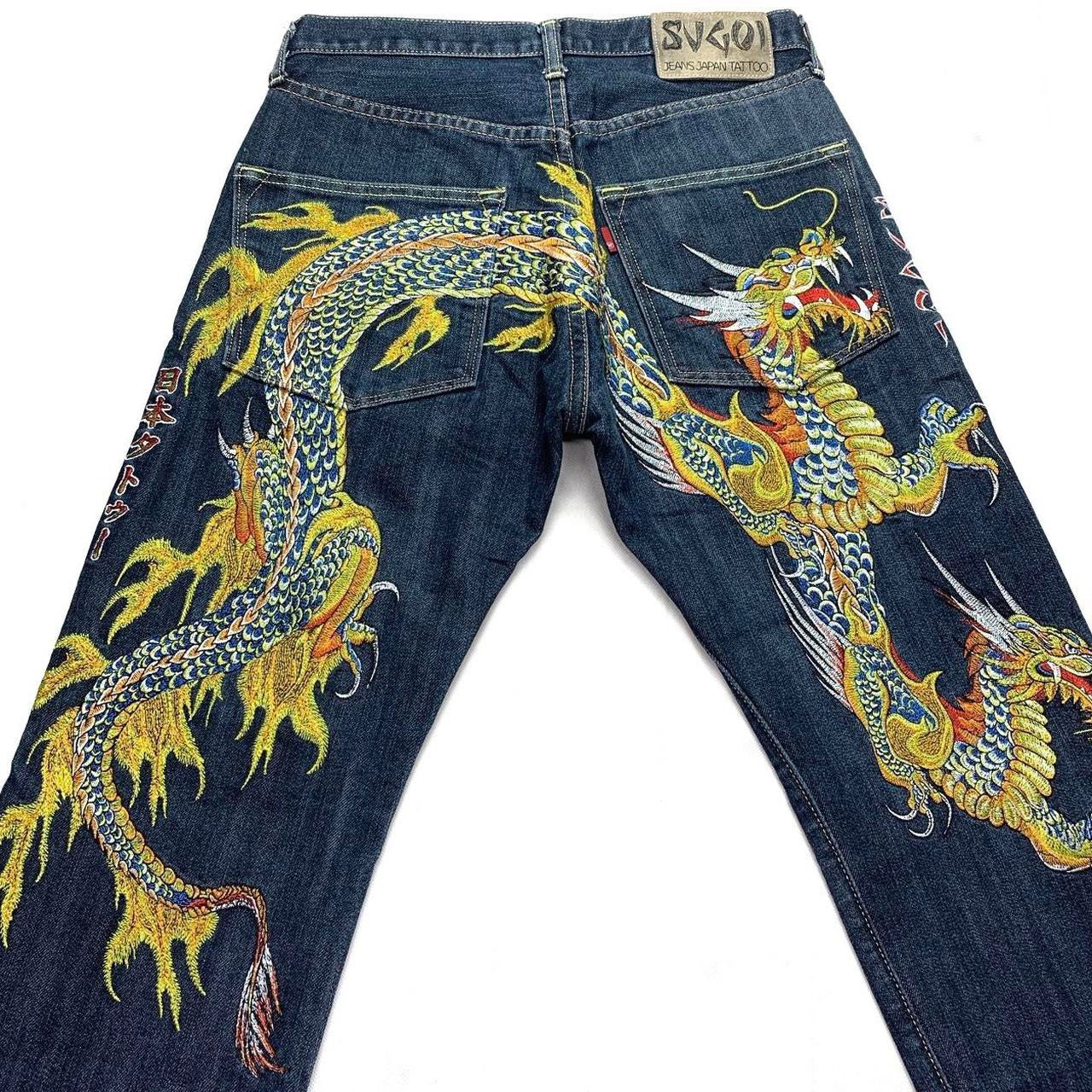 Sugoi Embroidered Dragon Japanese Denim Jeans