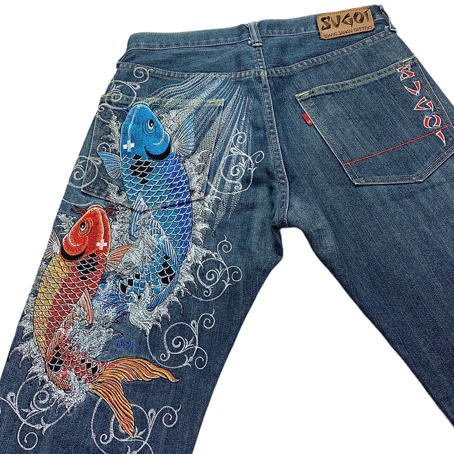 Sugoi Embroidered Koi Fish Japanese Denim Jeans