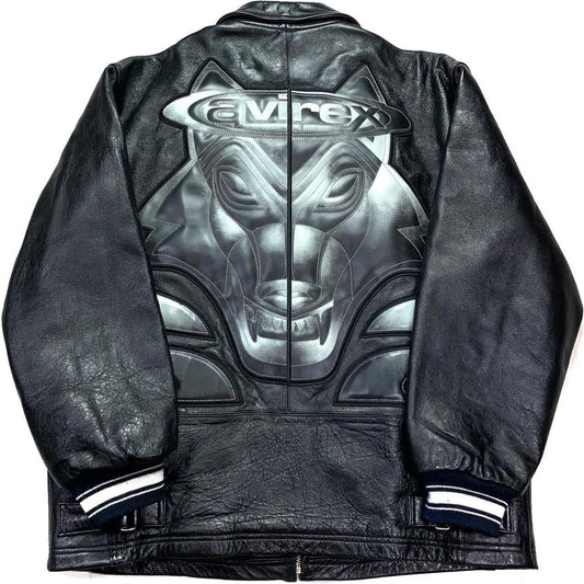 Avirex Wolf Spell Out Leather Jacket