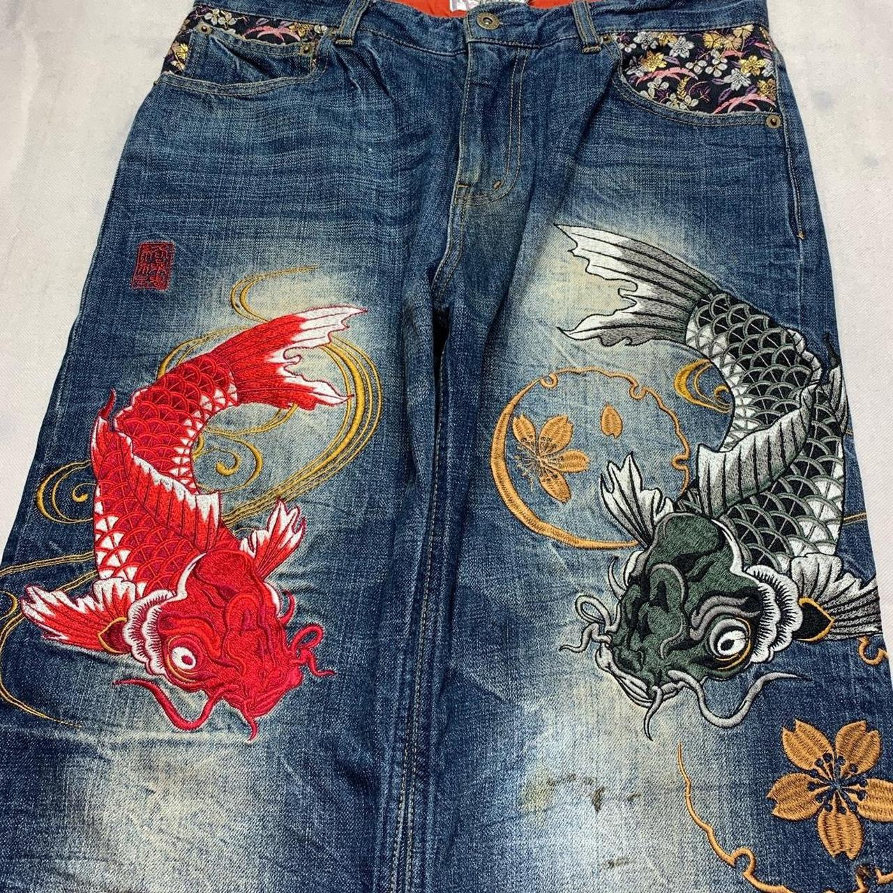 Karakuri Tamashi Japanese Embroidered Denim Jeans