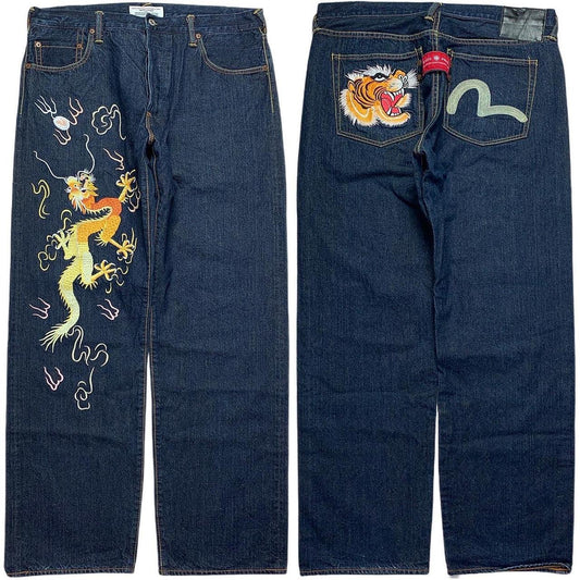 Evisu Embroidered Dragon Gulls Japanese Selvedge Denim Jeans