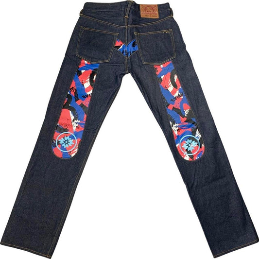 Evisu Paint Splatter Daicock Japanese Selvedge Denim Jeans