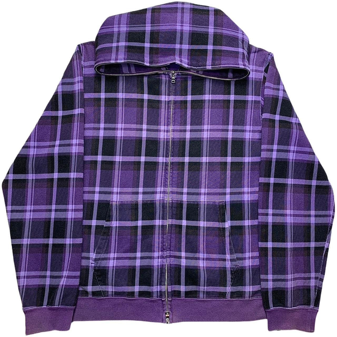 Bape Purple Plaid Full Zip Hoodie