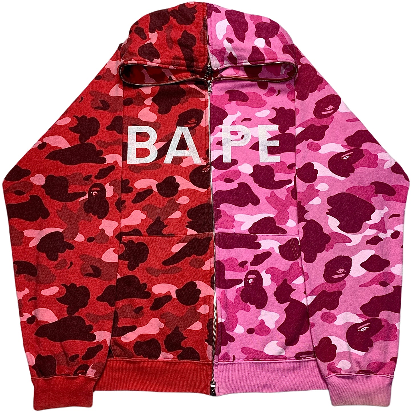 Bape Split Camo Spell Out Full Zip Hoodie 2006