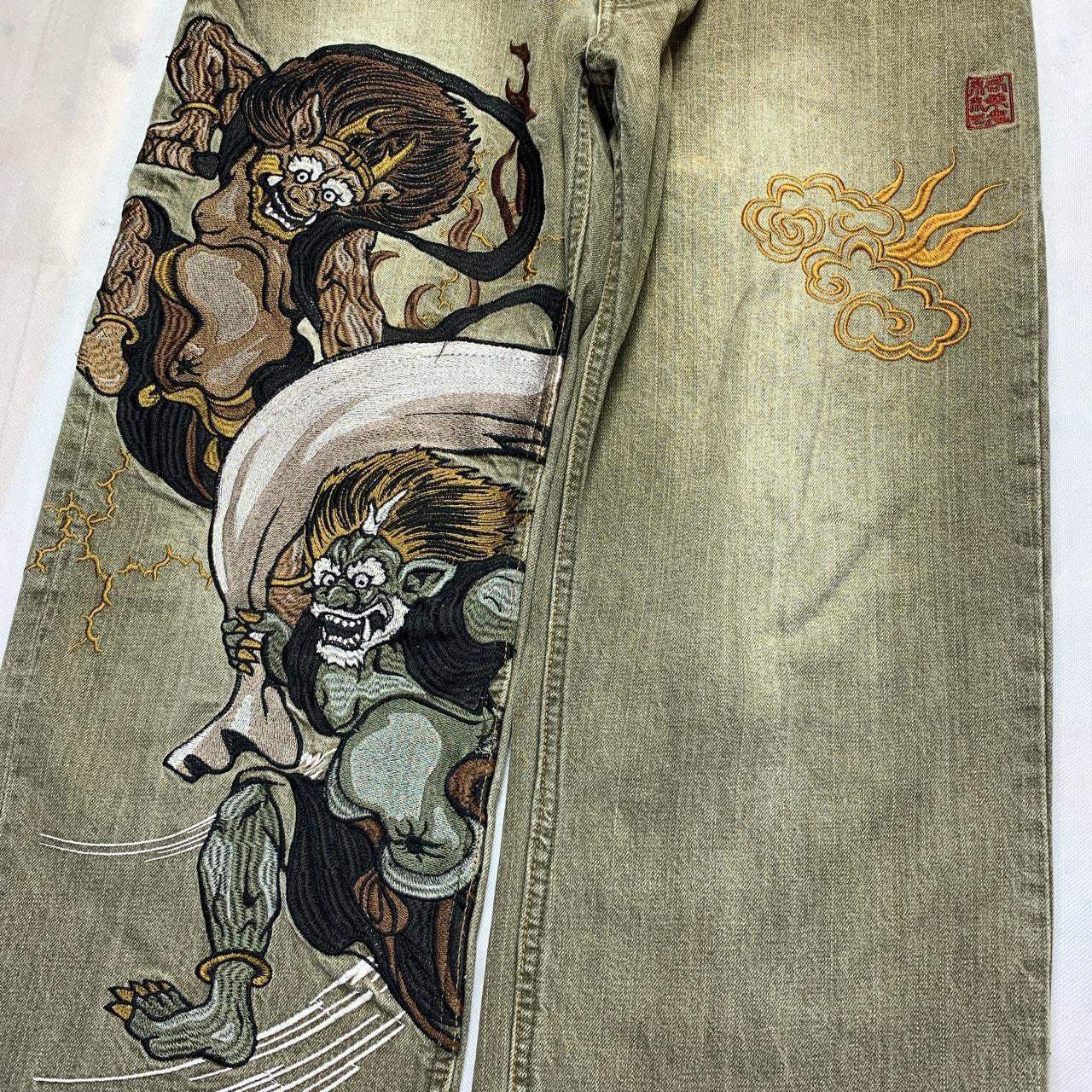 Karakuri Tamashi Japanese Embroidered Denim Jeans