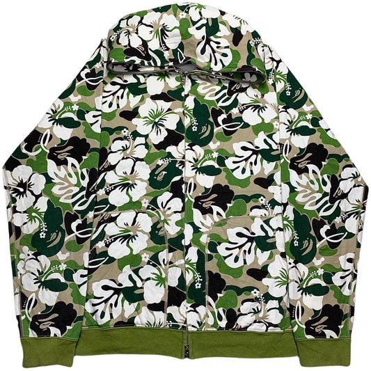 Bape Green Aloha Camo Full Zip Hoodie 2008