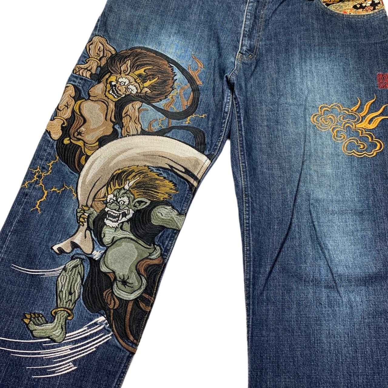 Karakuri Tamashi Japanese Embroidered Denim Jeans