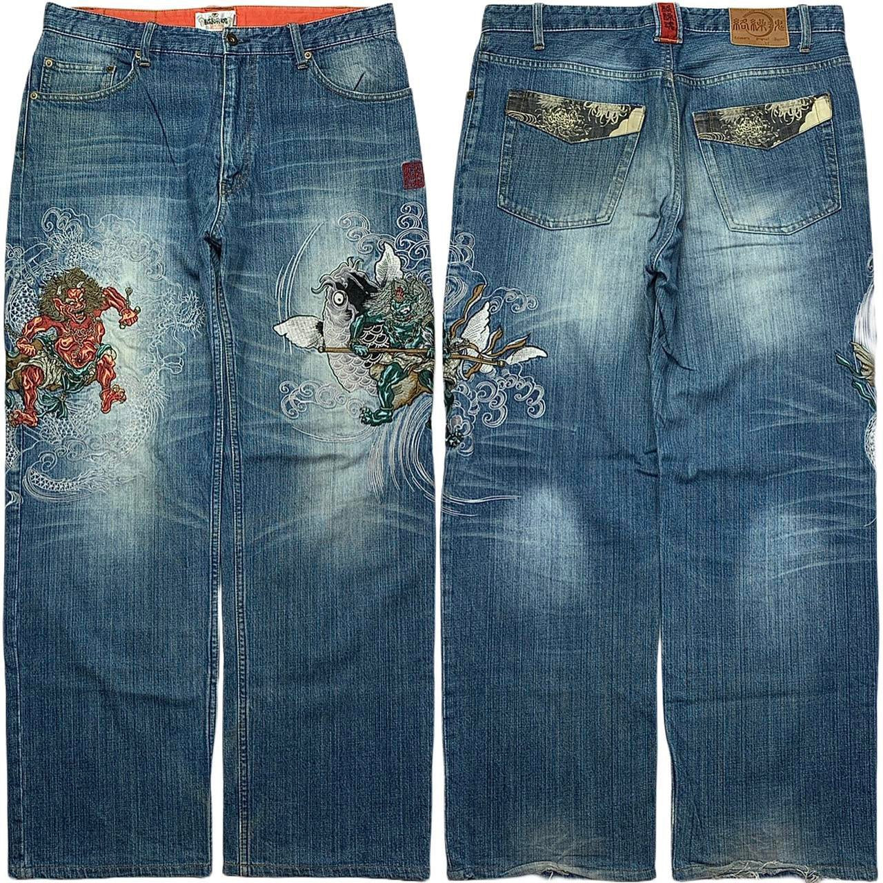 Karakuri Tamashii Japanese Embroidered Denim Jeans