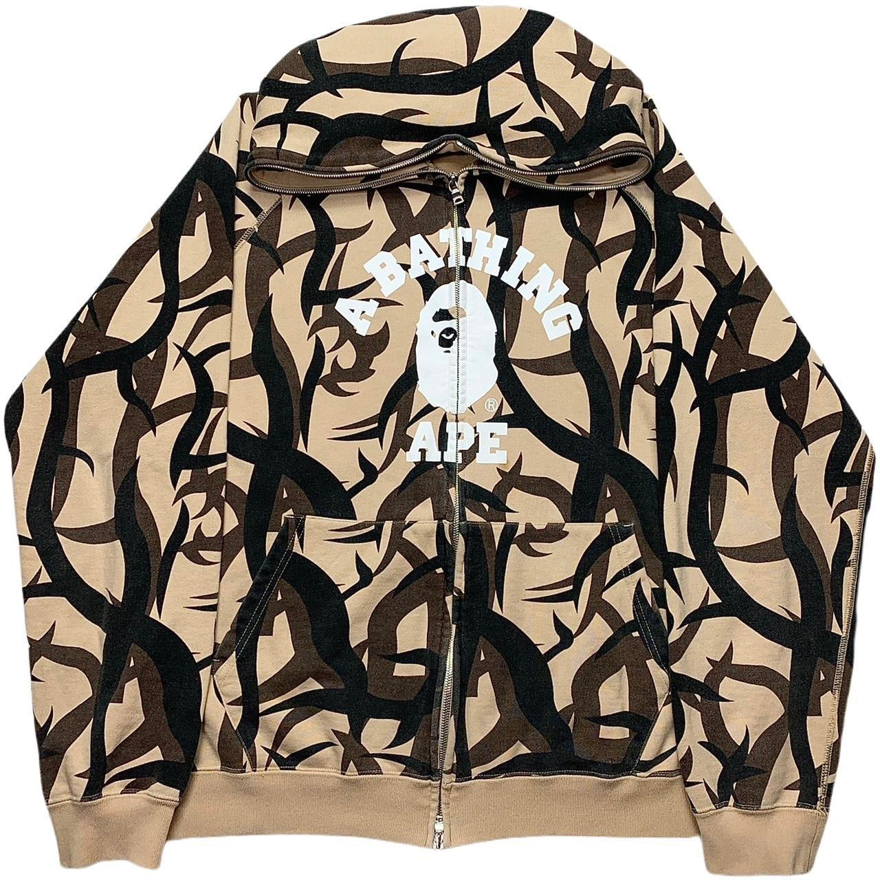 Bape College Logo Tribal Camo Full Zip Hoodie 2006