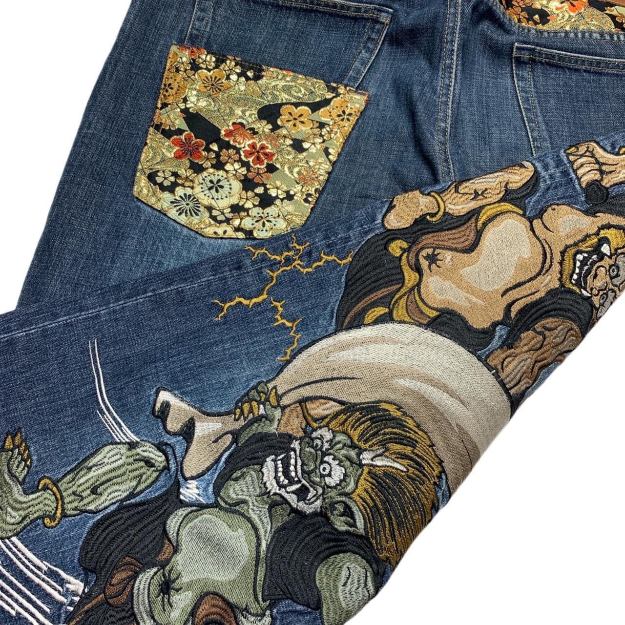 Karakuri Tamashi Japanese Embroidered Denim Jeans