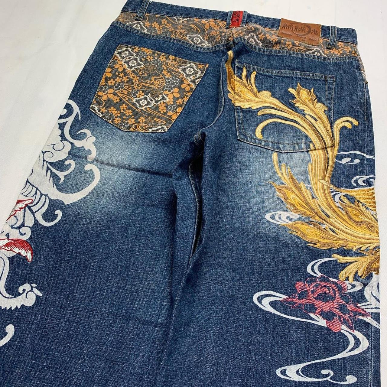 Karakuri Tamashi Japanese Embroidered Denim Jeans