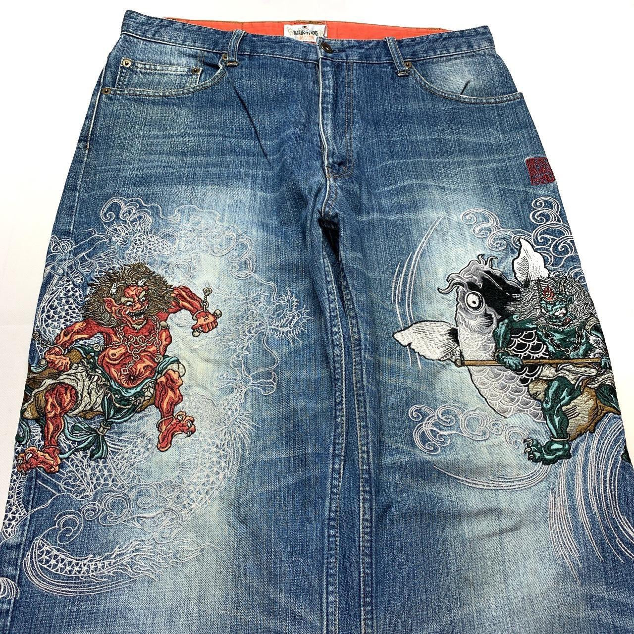 Karakuri Tamashii Japanese Embroidered Denim Jeans