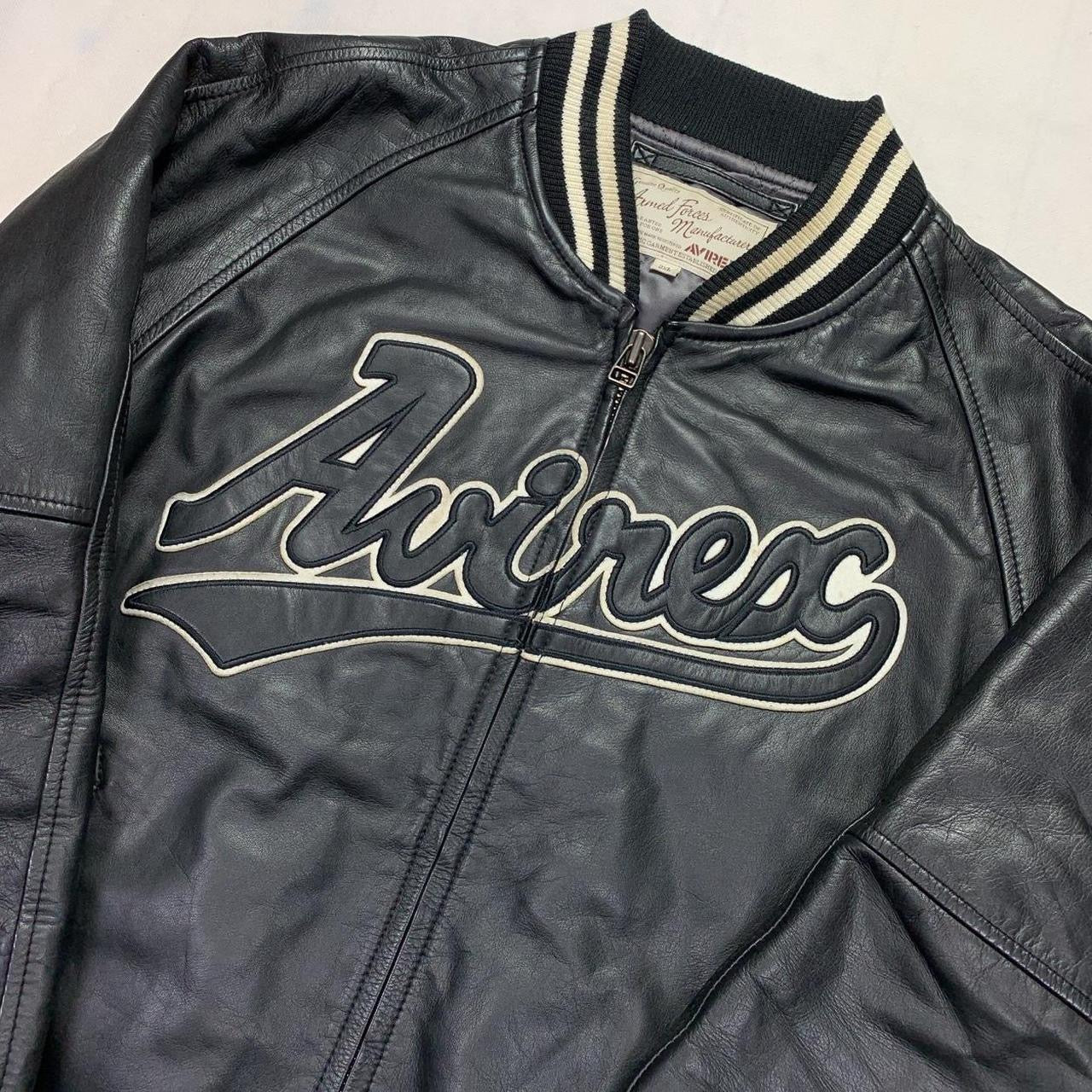 Avirex Front Spell Out Leather Varsity Jacket