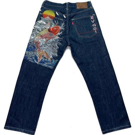 Sugoi Embroidered Koi Fish Japanese Denim Jeans