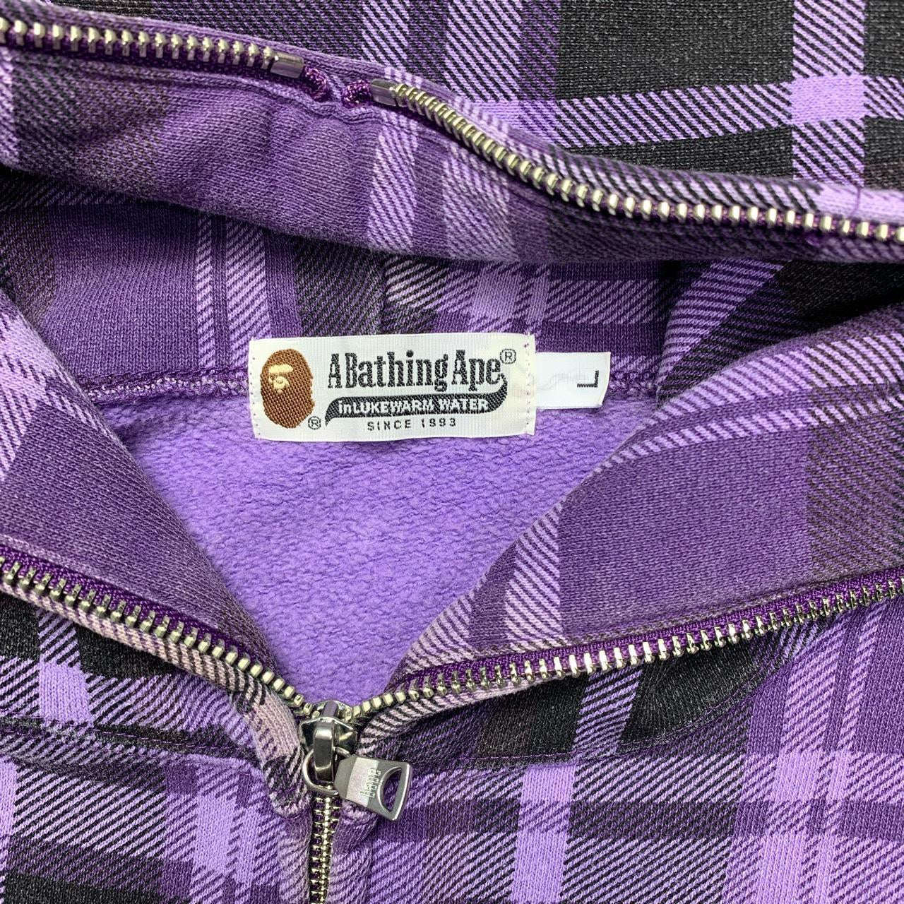 Bape Purple Plaid Full Zip Hoodie